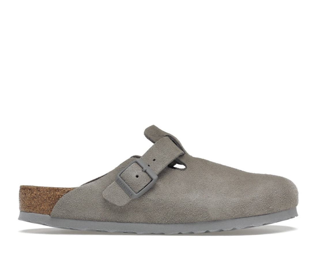 Birkenstock Boston Soft Footbed Suede Stone Coin